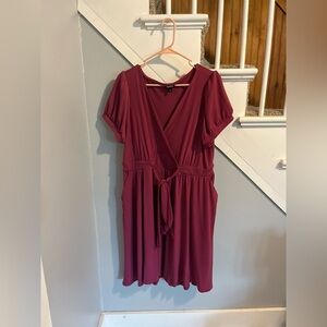 Torrid Burgundy Midi Dress with Tie Waist